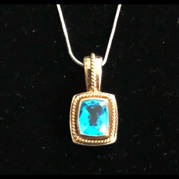 NIB Signed STS sterling silver ornate blue topaz necklace and earrings.S2 - Picture 3 of 9